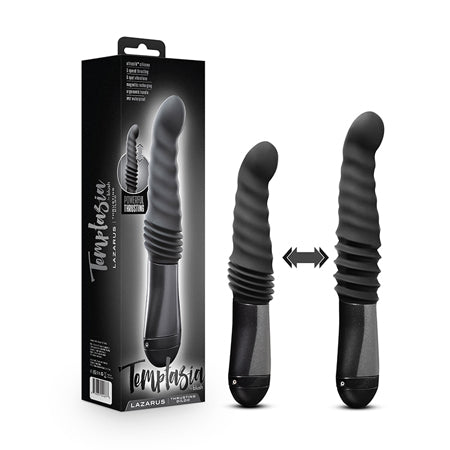 Blush Temptasia Lazarus Rechargeable 10 in. Silicone Thrusting Dildo Black - Not Very Vanilla