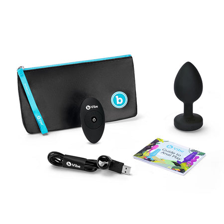 b-Vibe Vibrating Jewel Rechargeable Remote-Controlled Anal Plug with Gem Base Black Diamond XXL - Not Very Vanilla