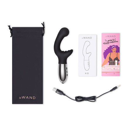 Le Wand XO Rechargeable Double-Motor Wave Silicone Dual Stimulation Vibrator Black - Not Very Vanilla