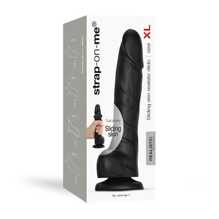 Strap-On-Me Realistic Collection Sliding Skin Dual-Density Silicone Dildo Black XL - Not Very Vanilla