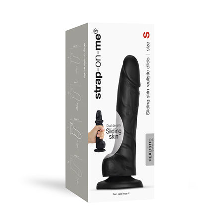 Strap-On-Me Realistic Collection Sliding Skin Dual-Density Silicone Dildo Black S - Not Very Vanilla