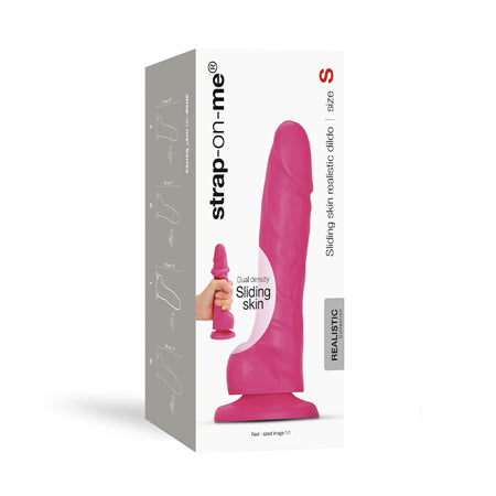 Strap-On-Me Realistic Collection Sliding Skin Dual-Density Silicone Dildo Fuchsia S - Not Very Vanilla