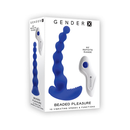 Gender X Beaded Pleasure Rechargeable Remote-Controlled Vibrating Silicone Probe Vibrator Blue - Not Very Vanilla