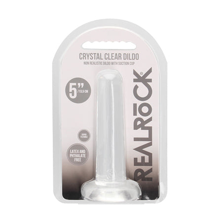 RealRock Crystal Clear Non-Realistic 5 in. Straight Dildo With Suction Cup Clear - Not Very Vanilla