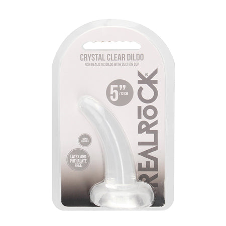 RealRock Crystal Clear Non-Realistic 5 in. Curved Dildo With Suction Cup Clear - Not Very Vanilla