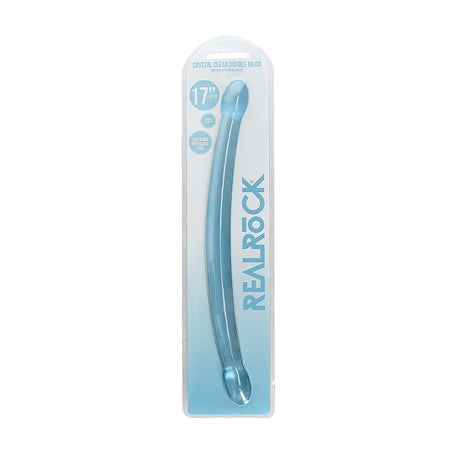 RealRock Crystal Clear Non-Realistic 17 in. Double Dildo Blue - Not Very Vanilla