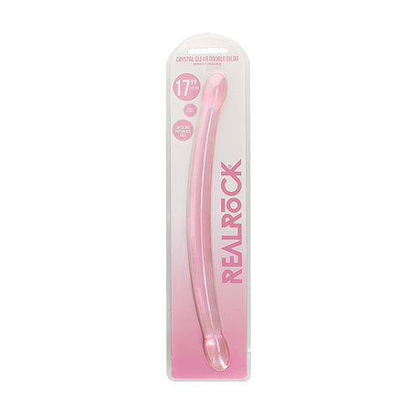 RealRock Crystal Clear Non-Realistic 17 in. Double Dildo Pink - Not Very Vanilla