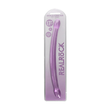 RealRock Crystal Clear Non-Realistic 17 in. Double Dildo Purple - Not Very Vanilla