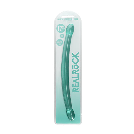 RealRock Crystal Clear Non-Realistic 17 in. Double Dildo Turquoise - Not Very Vanilla