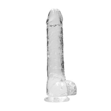 RealRock Crystal Clear Realistic 10 in. Dildo With Balls and Suction Cup Clear - Not Very Vanilla