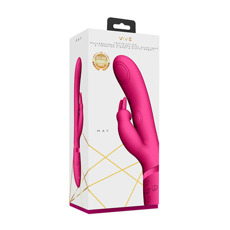 VIVE MAY Rechargeable Dual Pulse-Wave Silicone Rabbit Vibrator Pink - Not Very Vanilla