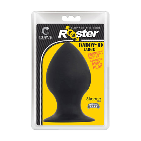 Curve Toys Rooster Daddy-O Large Silicone Anal Plug with Suction Cup Black - Not Very Vanilla