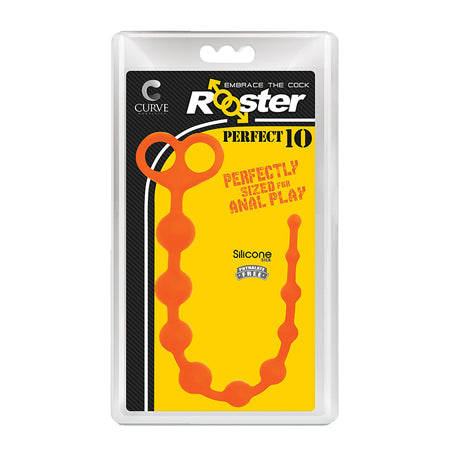 Curve Toys Rooster Perfect 10 Silicone Anal Beads Orange - Not Very Vanilla