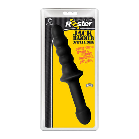 Curve Toys Rooster Jackhammer XL 11.5 in. Rippled Dildo with Insertable Handle Black - Not Very Vanilla