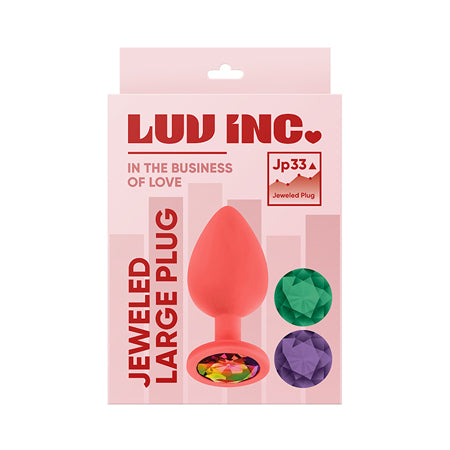 Luv Inc Jp33 Jeweled Large Plug Silicone with 3-Piece Interchangeable Gems Coral - Not Very Vanilla