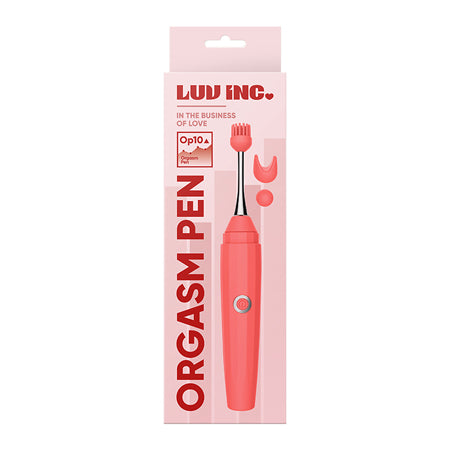 Luv Inc Op10 Orgasm Pen Rechargeable Pinpoint Vibrator with 3 Attachments Coral - Not Very Vanilla