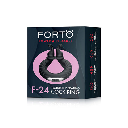 Forto F-24 Rechargeable Silicone Textured Vibrating Cockring Black - Not Very Vanilla