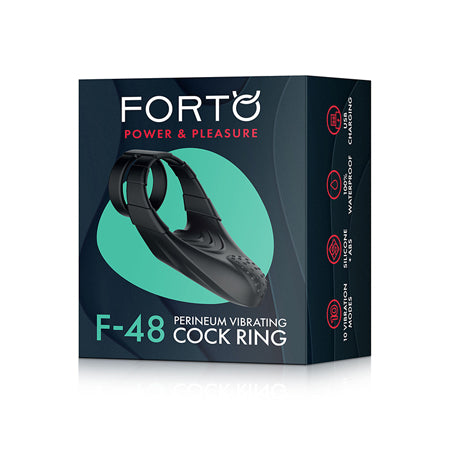 Forto F-48 Rechargeable Silicone Perineum Vibrating Double Cockring Black - Not Very Vanilla