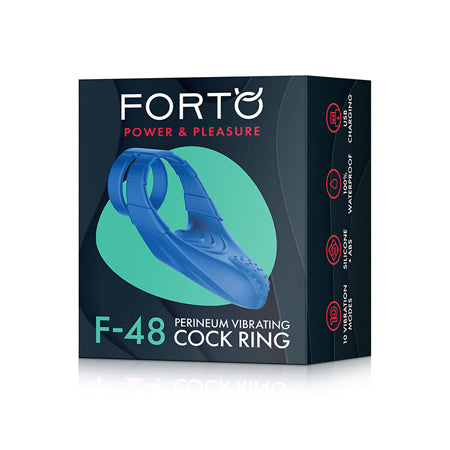 Forto F-48 Rechargeable Silicone Perineum Vibrating Double Cockring Blue - Not Very Vanilla