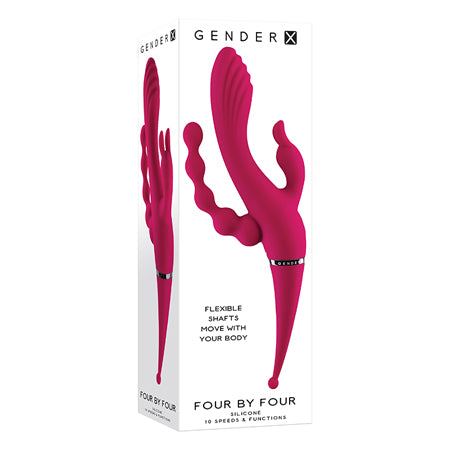 Gender X Four By Four Rechargeable Dual-Ended Multi-Stimulating Silicone Vibrator Burgundy - Not Very Vanilla