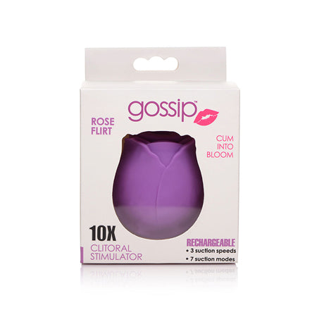 Curve Toys Gossip Cum Into Bloom Rechargeable Silicone Clitoral Stimulator Rose Flirt Violet - Not Very Vanilla