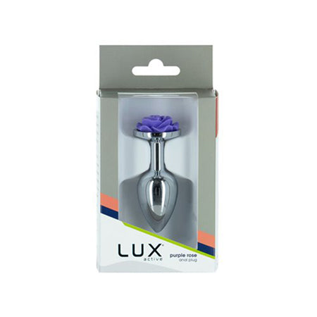 Lux Active Rose Metal Butt Plug 3 in. Purple - Not Very Vanilla