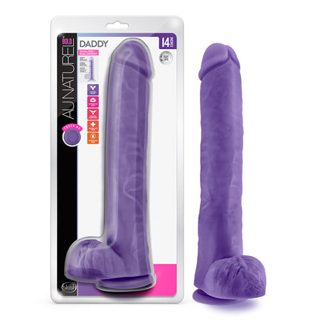 Blush Au Naturel Bold Daddy 14 in. Posable Dual Density Dildo with Balls & Suction Cup Purple - Not Very Vanilla