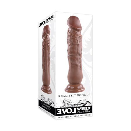 Evolved Realistic 7 in. Dildo With Balls Brown - Not Very Vanilla