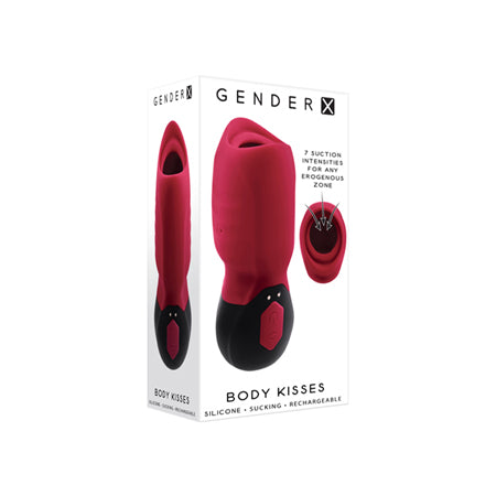 Gender X Body Kisses Rechargeable Vibrating Silicone Suction Massager Red - Not Very Vanilla