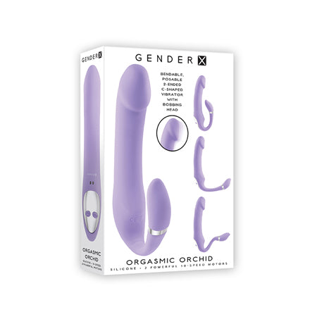 Gender X Orgasmic Orchid Rechargeable Poseable Dual-Ended Silicone Vibrator Lavender - Not Very Vanilla