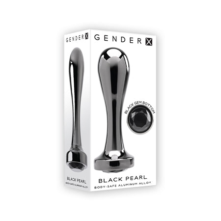 Gender X Black Pearl Aluminum Anal Plug With Black Gemstone Base - Not Very Vanilla