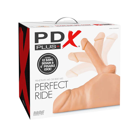 PDX Plus Perfect Ride Anal Masturbator With 6 in. Posable Dildo Beige - Not Very Vanilla