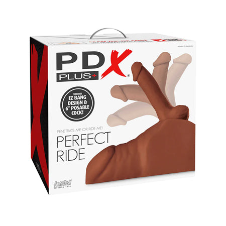 PDX Plus Perfect Ride Anal Masturbator With 6 in. Posable Dildo Brown - Not Very Vanilla