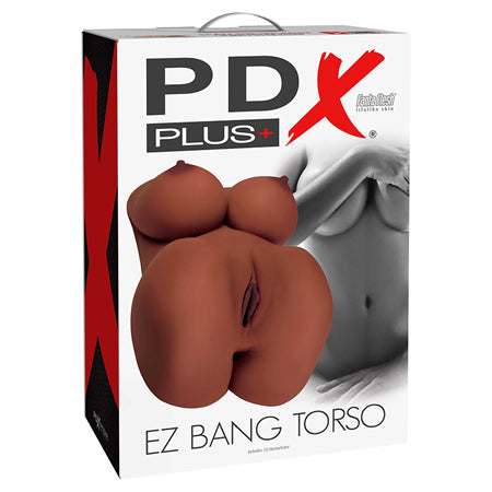 PDX Plus EZ Bang Torso Dual Entry Masturbator Brown - Not Very Vanilla