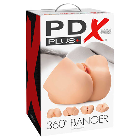 PDX Plus 360º Banger Dual Entry Masturbator Beige - Not Very Vanilla