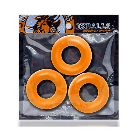 Oxballs Fat Willy 3-Pack Jumbo Cockrings Orange - Not Very Vanilla