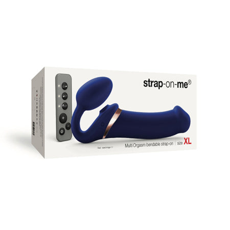 Strap-On-Me Rechargeable Remote-Controlled Multi Orgasm Bendable Strap-On Night Blue XL - Not Very Vanilla