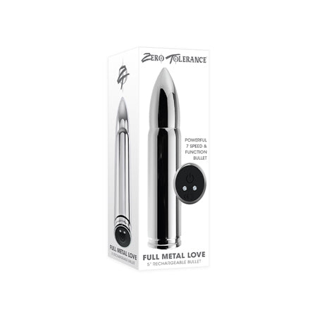 Zero Tolerance Full Metal Love Rechargeable Aluminum Bullet-Shaped Bullet Vibrator Silver - Not Very Vanilla