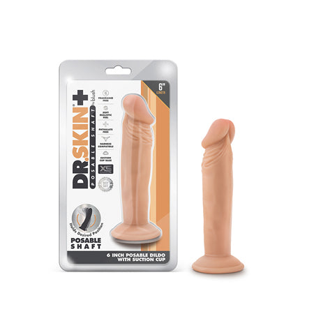 Blush Dr. Skin Plus Realistic 6 in. Triple Density Posable Dildo with Suction Cup Beige - Not Very Vanilla