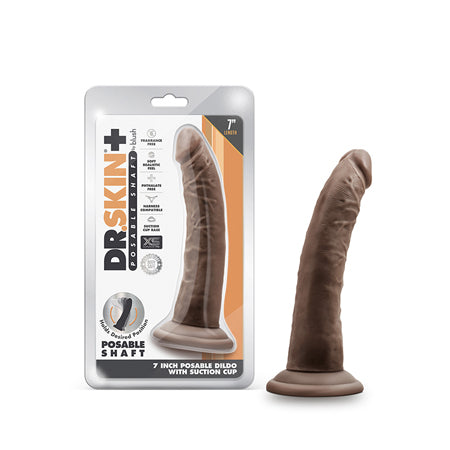 Blush Dr. Skin Plus Realistic 7 in. Triple Density Posable Dildo with Suction Cup Brown - Not Very Vanilla