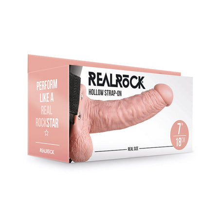 RealRock Realistic 7 in. Hollow Strap-On With Balls Beige - Not Very Vanilla