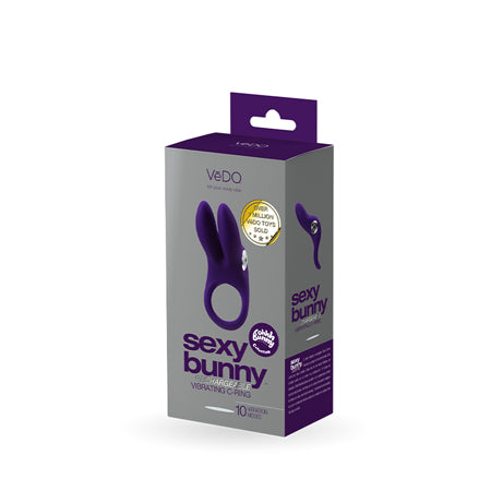 Vedo Sexy Bunny Rechargeable Vibrating C-Ring Deep Purple - Not Very Vanilla