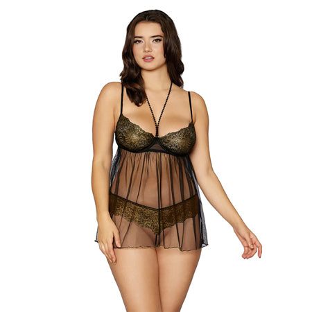 Dreamgirl Babydoll with G-String Black OS - Not Very Vanilla