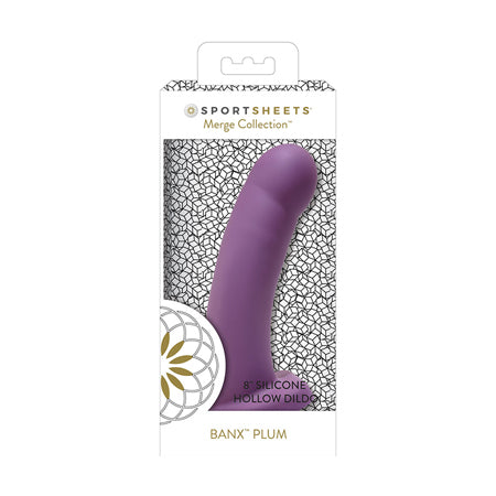 Sportsheets Merge Collection Banx 8 in. Silicone Hollow Dildo Plum - Not Very Vanilla