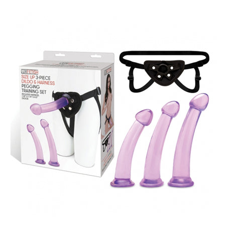 Lux Fetish Size Up 3-Piece Dildo & Harness Pegging Training Set - Not Very Vanilla