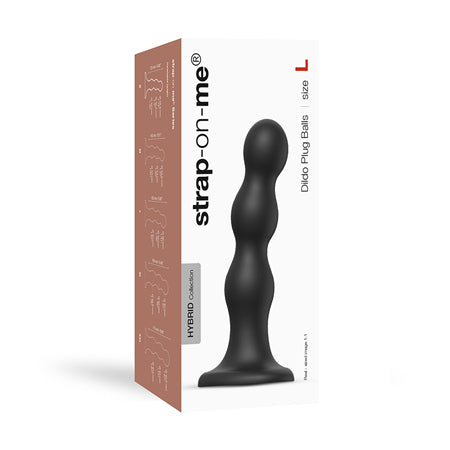 Strap-On-Me Hybrid Collection Silicone Dildo Plug Balls Black L - Not Very Vanilla