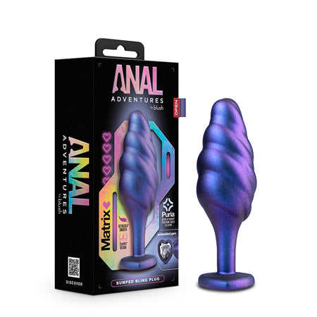 Anal Adventures Matrix Silicone Bumped Bling Plug Sapphire - Not Very Vanilla