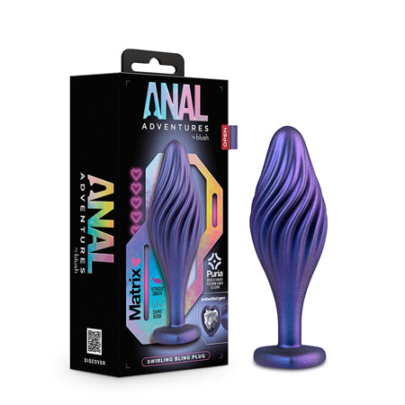 Anal Adventures Matrix Silicone Swirling Bling Plug Sapphire - Not Very Vanilla