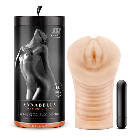 M Elite Soft + Wet Annabella Vagina Stroker with Bullet Vibrator Beige - Not Very Vanilla