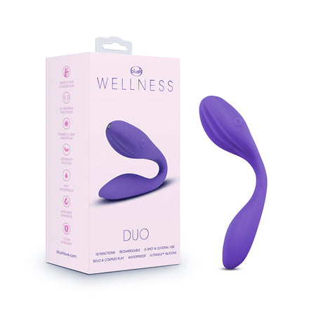 Blush Wellness Duo Rechargeable Silicone Wearable Couples Dual Stimulation Vibrator Purple - Not Very Vanilla